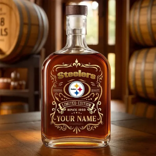 Discover Personalized Pittsburgh Football Steelerss Team Whiskey Decanter Whiskey Bottle