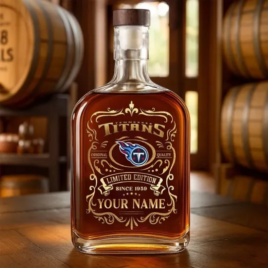 Discover Personalized Tennessee Football Titanss Team Whiskey Decanter Whiskey Bottle