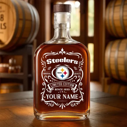 Discover Personalized Pittsburgh Football Steelerss Team Whiskey Decanter Whiskey Bottle