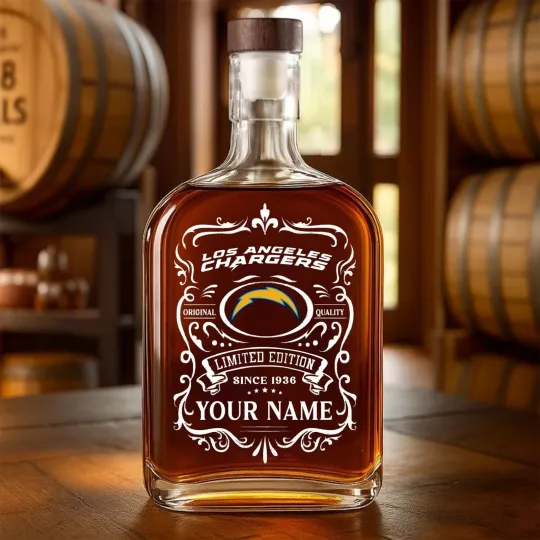 Discover Personalized Los Angeles Football Chargerss Team Whiskey Decanter Whiskey Bottle