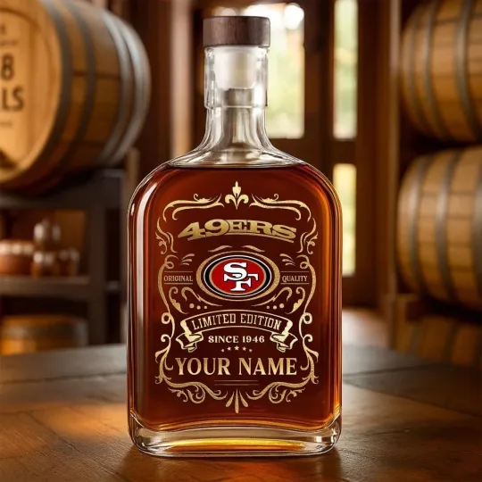Discover Personalized San Francisco Football 49erss Team Whiskey Decanter Whiskey Bottle