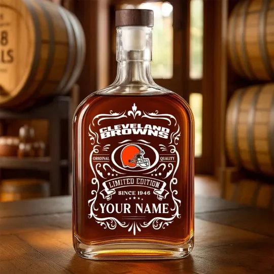 Discover Personalized Cleveland Football Brownss Team Whiskey Decanter Whiskey Bottle
