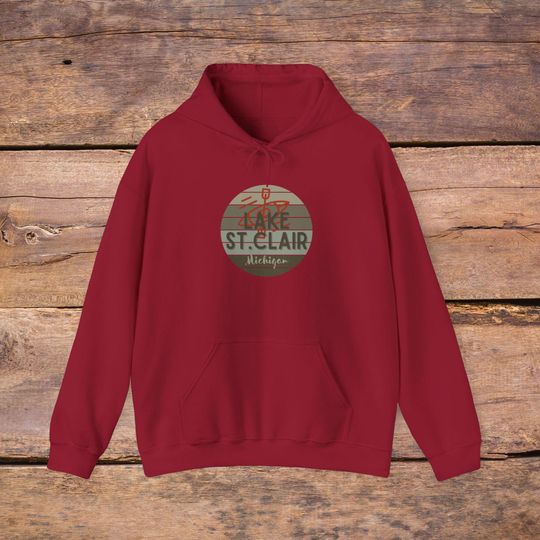 Discover Lake St Clair Michigan adult kayak hoodie outdoor adventure sweatshirt hiking fishing camping RV travel Detroit tourism Michigan gifts.