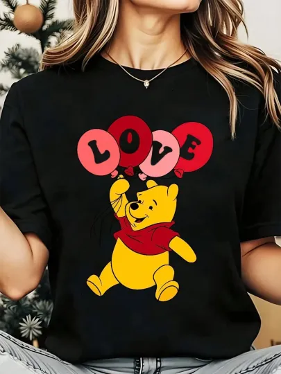 Discover Disney T-Shirt Happy Winnie The Pooh Love Balloons Men Women Unisex #8