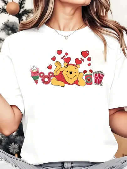 Discover Disney T-Shirt Valentine's Day Winnie The Pooh Love Hearts  Men Women Unisex