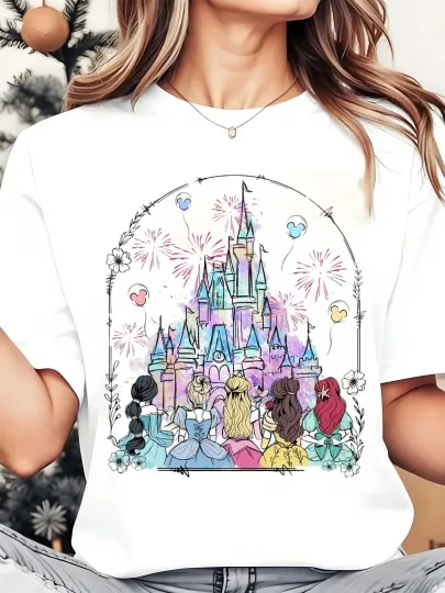 Discover Disney T-Shirt Princesses Castle Men Women Unisex #5
