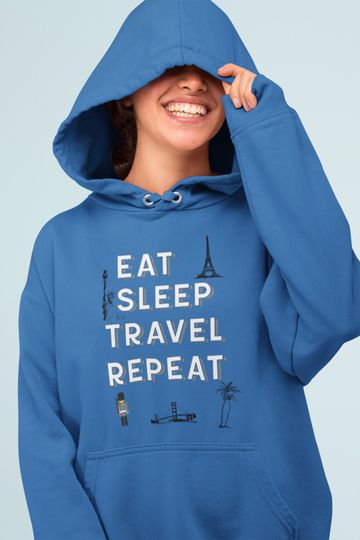 Discover Eat Sleep Travel Repeat Unisex Heavy Blend Hooded Sweatshirt Fun Tourism,Travel,Holiday Hoodie