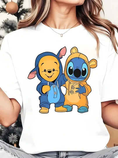 Discover Disney T-Shirt Winnie The Pooh And Stitch Men Women Unisex #5