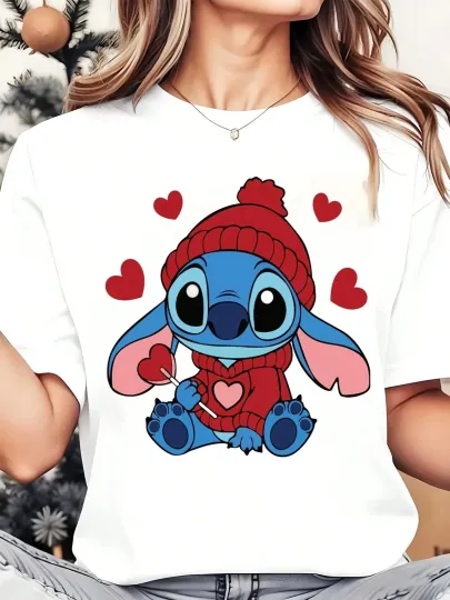 Discover Disney T-Shirt Valentine's  Stitch Men Women Unisex #5
