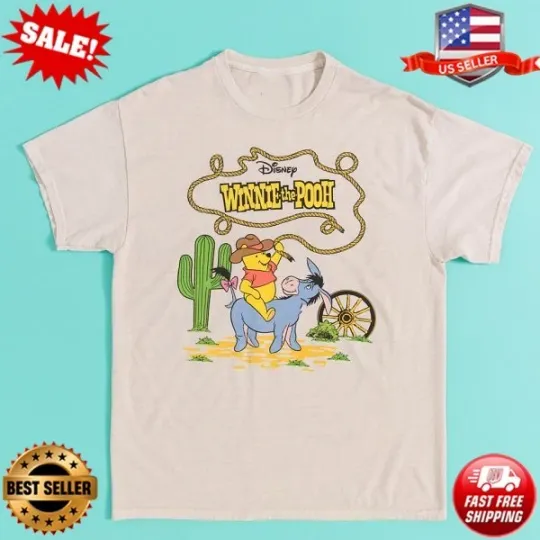 Discover Disney Winnie The Pooh Cowboy Vintage Wash Natural T-Shirt