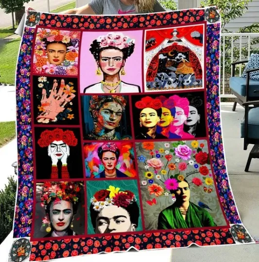 Discover Frida Kahlo Fleece Sherpa Quilt Blanket Gift for Fan