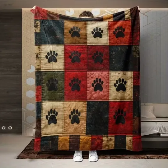 Discover Flannel Blanket with Paw Print