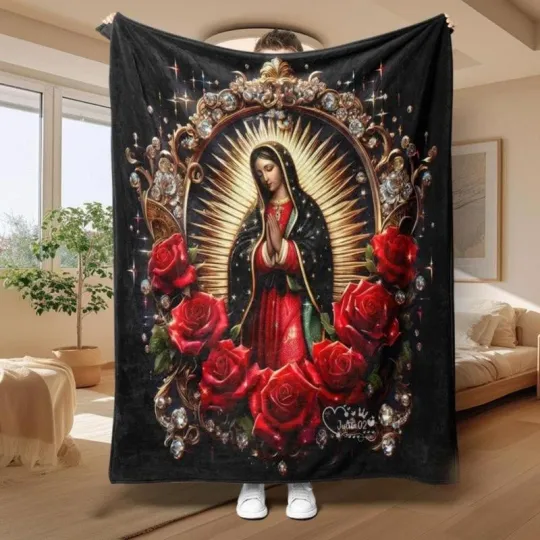 Discover Soft Funny Throw Blanket Virgin Mary And Rose Flannel Blanket