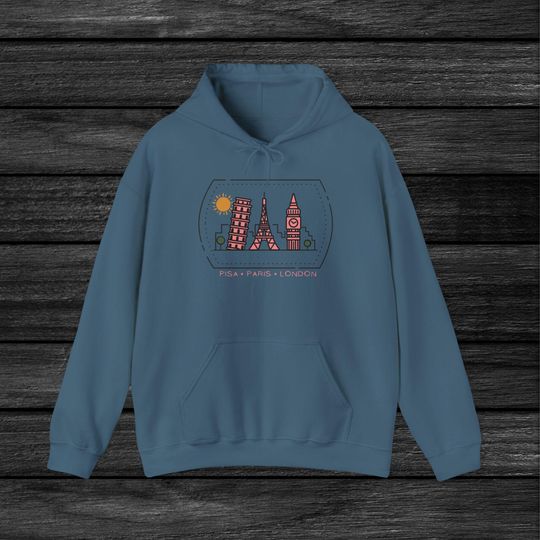 Discover European Travel Unisex Hoodie, Pisa Paris London Sweatshirt, Italy France England Hooded Jumper, Wanderlust Gift, Traveler Apparel