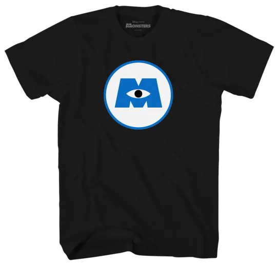 Discover Disney Monsters Inc Logo Men's Black T-Shirt New