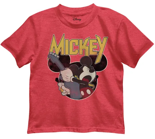 Discover Disney Mickey Mouse Rocks Boys Red Heather T-Shirt