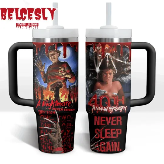 Slasher Horror Tumbler With Handle 40oz