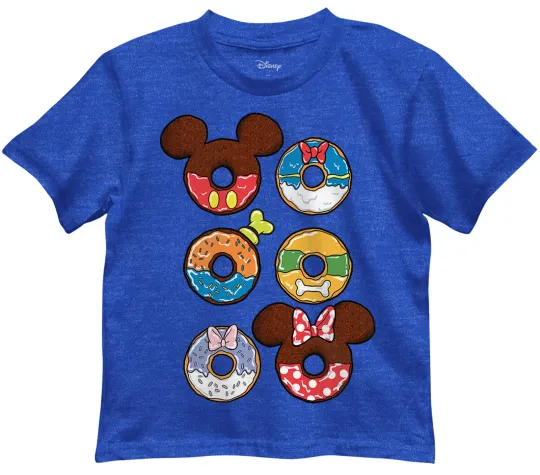 Discover Disney Mickey Mouse Donuts Boys Blue Heather T-Shirt