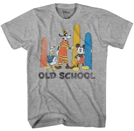 Discover Disney Mickey Goofy Donald Old School Men's Grey Heather T-Shirt
