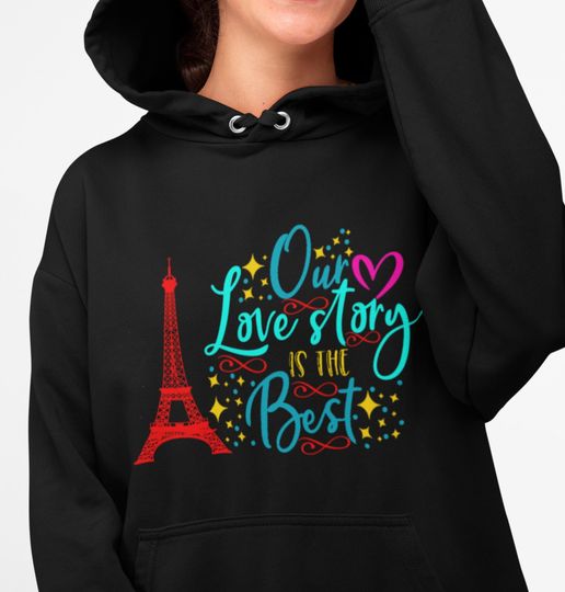 Discover Eiffel Tower Paris Valentine's Hoodie: Unisex Love Story Sweatshirt
