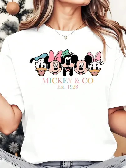 Discover Disney T-Shirt Happy Mickey Minnie Donald Daisy Men Women Unisex #8