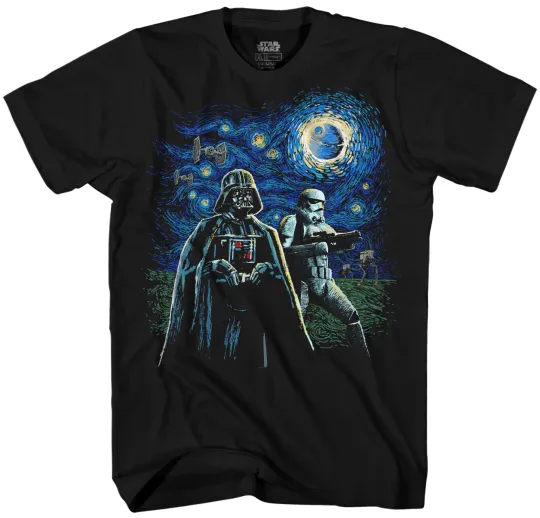 Discover Star Wars Darth Vader Starry Night Men's Black T-Shirt New