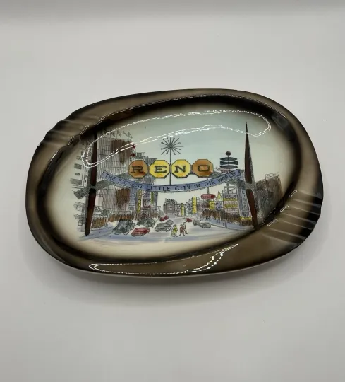 Discover Vintage Reno Nevada Souvenir Ashtray Japan Ceramic – Biggest Little City – 10”