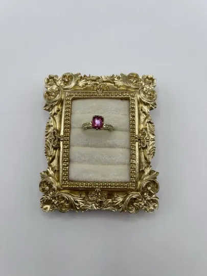 Discover Vintage Gold Tone Pink Rhinestone Ring Size 7 Braided Band Costume Jewelry