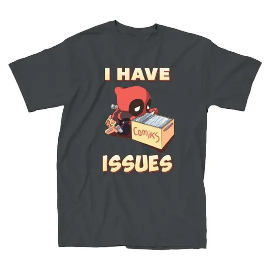 Discover Marvel Deadpool I Have Issues Men's Charcoal T-Shirt New