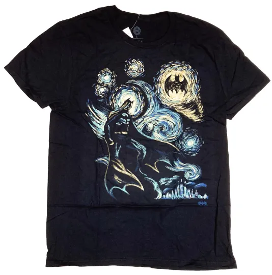 Discover DC Comics Batman Starry Night Men's Black T-Shirt New