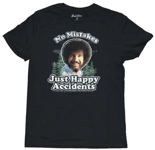 Discover BOB No Mistakes Just Happy Accidents Distressed Men's Black T-Shirt New