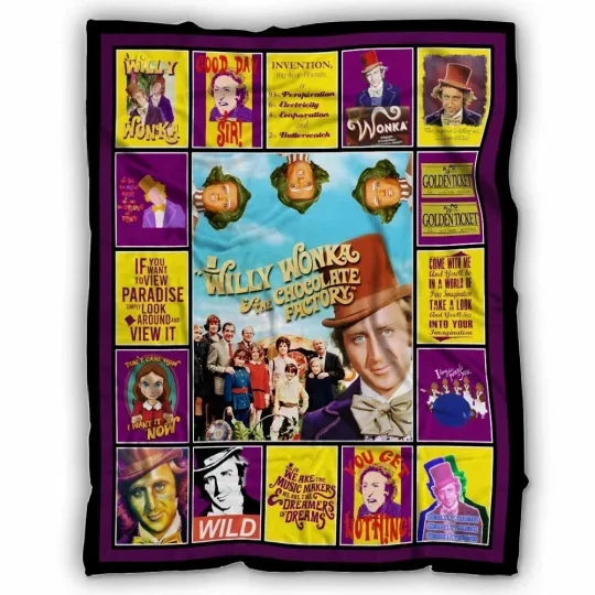 Discover The Chocolate Factory Blanket, Willy Wonka Fleece, Sherpa Blanket Soft Cozy