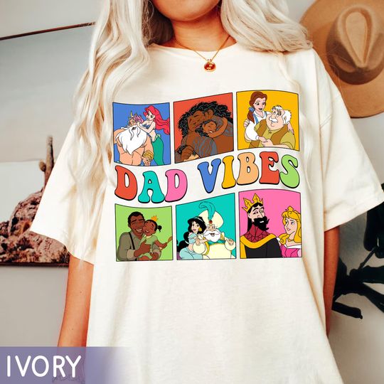 Discover Disney Dad Vibes T-Shirt, Retro Princess & Father Matching Tee, Father's Day Gift, Disneyland Family Trip Outfit 2026