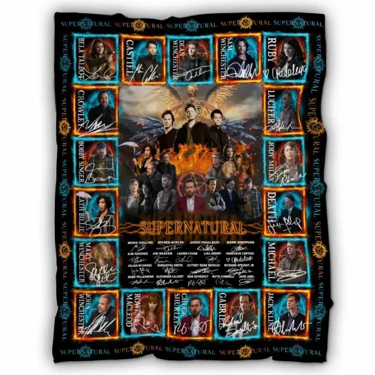 Supernatural Blankets, Demons Hunters Fleece Sherpa Blanket, TV series Blanket