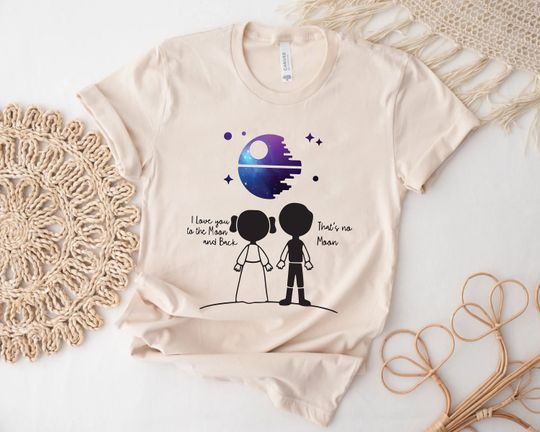 Discover Star Wars I Love You To The Moon Shirt, Disney Love Couple T-Shirt, Couple Gift