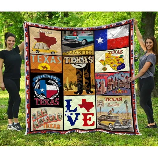 Discover Texas Cultural Symbols Quilts, God Bless Texas Quilt Blanket Soft and Warm