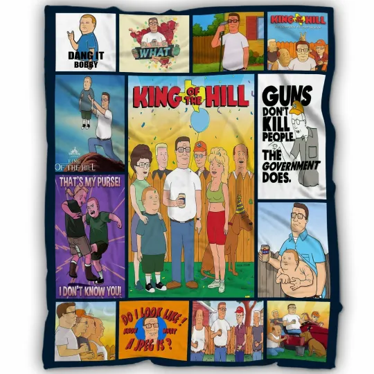 Discover King of the Hill Fleece & Sherpa Blanket Iconic Quotes & Classic Cartoon Collage