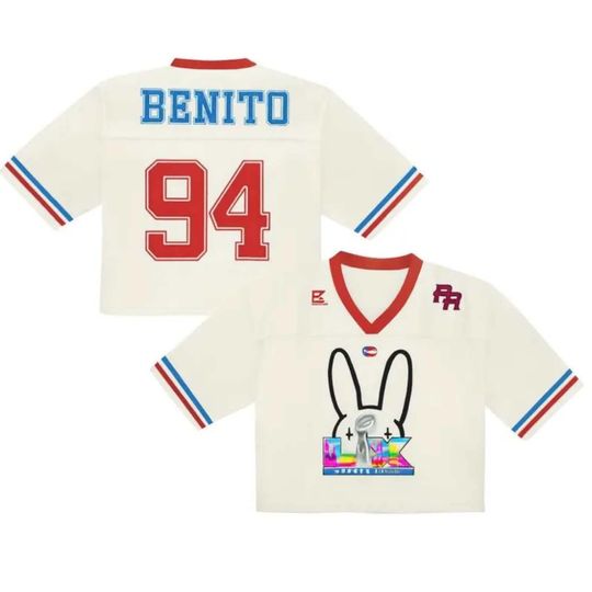 Discover Benito 94 Crop Top Football Jersey, Half Time Show Crop Top Football Jersey Shirt, Gift for Unisex