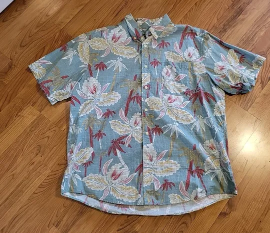 Discover David Taylor XL SS Hawaiian Button-Up Shirt All Over Print Cotton Floral Nwot