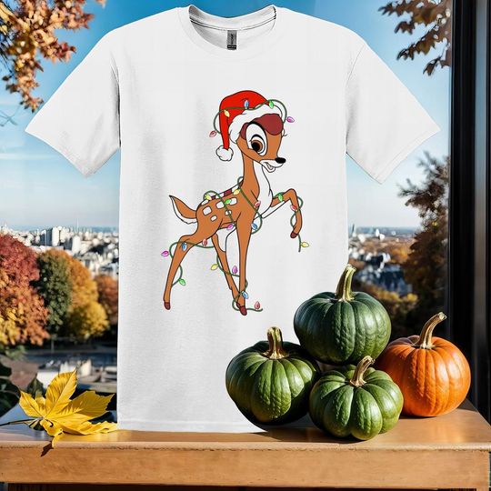 Discover Disney Bambi Christmas Lights T T-Shirt Tshirt T Shirt Hoodie Unisex Men Women Kids (S-5XL) | Gildan Top for Boys & Girls SX59