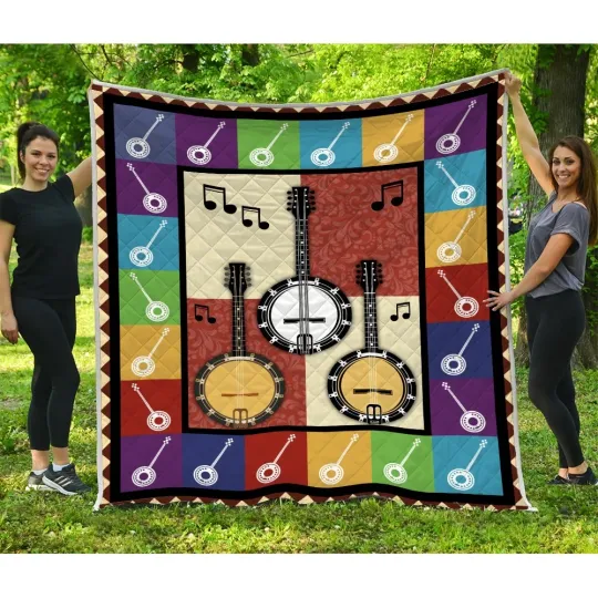 Discover Folk musical instruments Quilts, Banjo Vintage Quilt Blanket Soft and Cozy