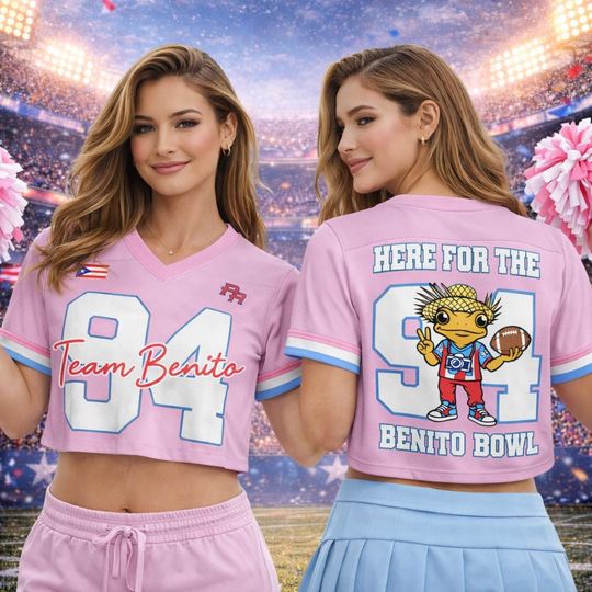 Discover Custom Puerto Rico Jersey Crop Top, Personalized Team Benito 94 Sports Shirt, Game Day Outfit, Gift for Women