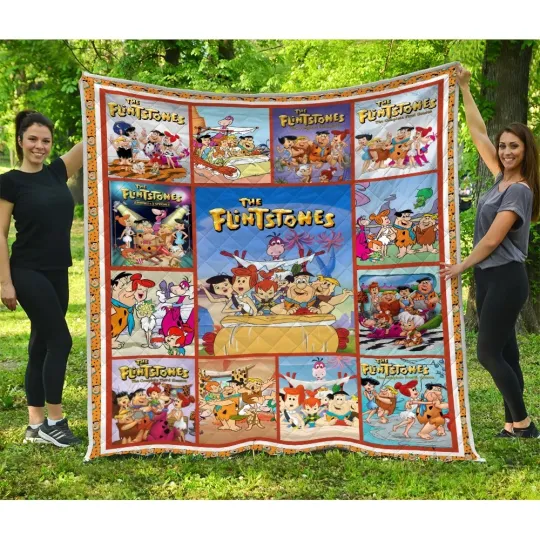 Discover Fred Flintstone Quilt, 60s Cartoon TV Series Quilt Blanket Soft and Cozy