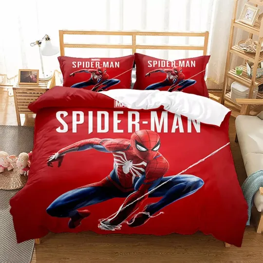 Discover Spider-Man Red Quilt Duvet Cover Bedding Set Super Hero AU S D Q