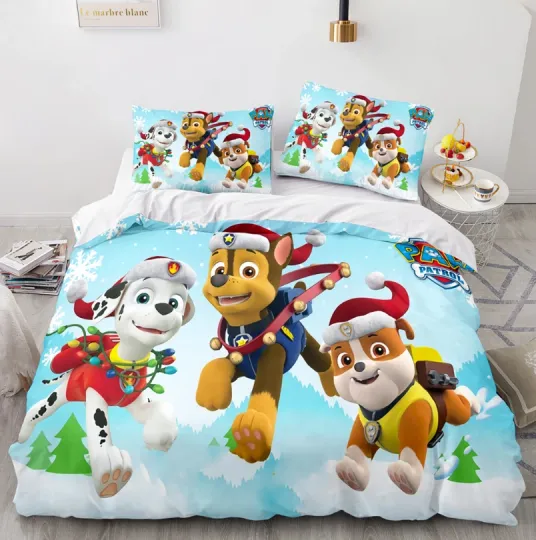 Paw Patrol Winter Christmas Bedding Set 3PCS Quilt Cover AU Size Single Double