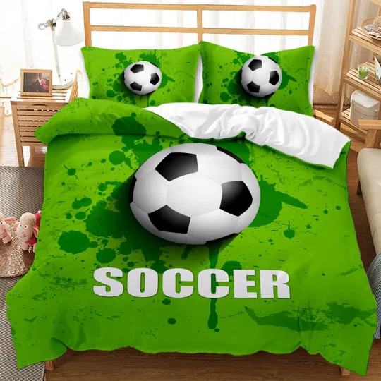 Discover 3D Sports Soccer Quilt Duvet Quilt Cover Childrens Room Decor bedding Pillowcase