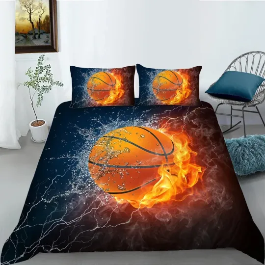 Discover Sports 3D Basketball Set Quilt Cover 3PCS Boys Room Xmas AU Single Double Queen