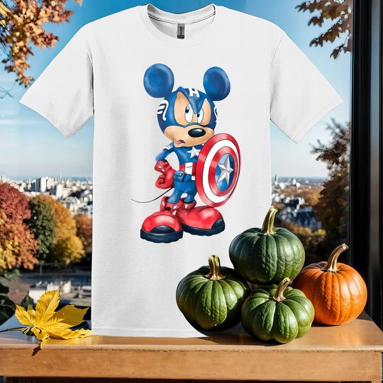 Discover Disney Captain America Mickey T-Shirt Tshirt T Shirt Hoodie Unisex Men Women Kids (S-5XL) | Gildan Top for Boys & Girls SY115