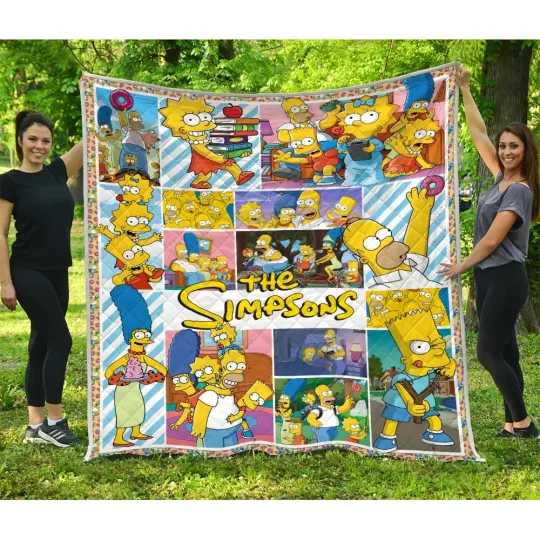 The Simpsons Quilts, Simpson family Quilt Blanket Super Soft Comfy Warm Gifts