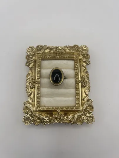 Discover Vintage Sarah Coventry Jet Elegance Ring Size 5 Back Gold Tone Adjustable Gift